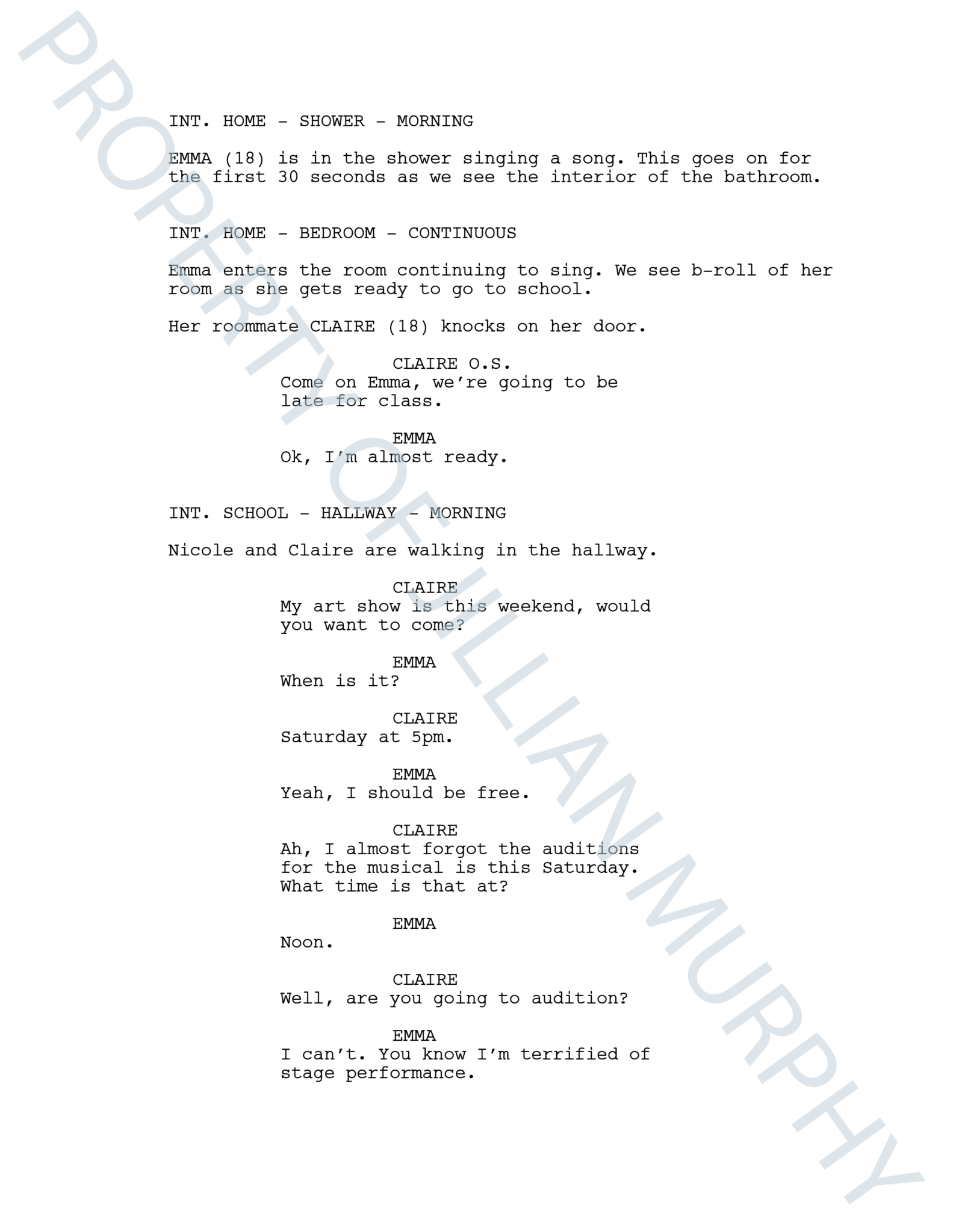 Scriptwriting Motion Pics – Jillian Murphy FMX PORTFOLIO